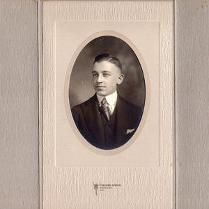 Vintage Photo Black And White Portrait Man Suit Studio Pose Oval Studio Name